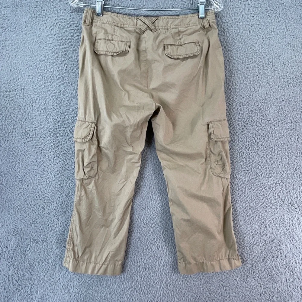 J.Crew Cargo Pants Women 2P Tan Excellent Low Fit Cropped Drawstring Cotton